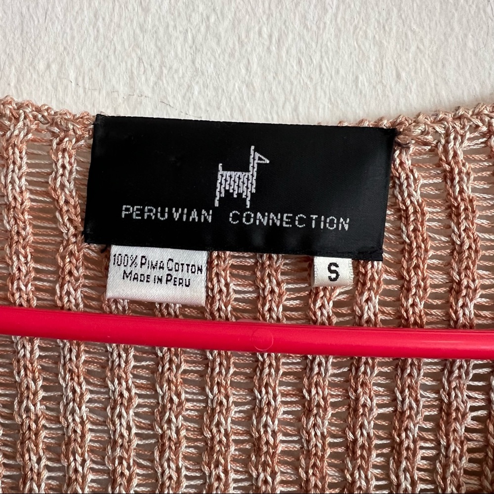 Peruvian Connection Peach Cable Knit Cardigan Siz… - image 8